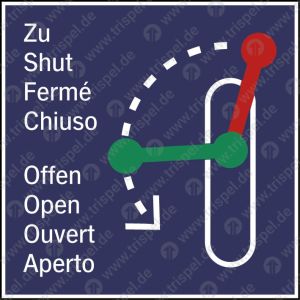 Tür offen (Griff nach links, viersprachig: D, E, F, I)