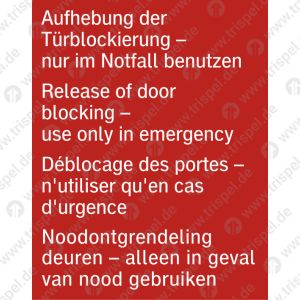 Aufhebung der Türblockierung 4-sprachig D, E, F, NL