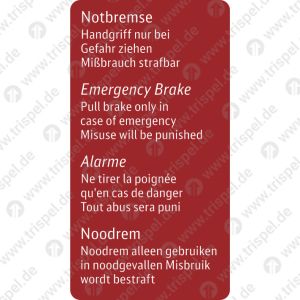 Notbremse Handgriff nur bei Gefahr ziehen Missbrauch strafbar4-sprachig: D, E, F, NL