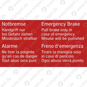 Notbremse Handgriff nur bei Gefahr ziehen Missbrauch strafbar4-sprachig: D, E, F, I