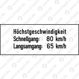 Höchstgeschwindigkeit Schnellgang: 80 km/h...