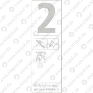 Infofeld 2. Klasse, Nichtraucher, Hund, eTicket - KontrolleInformationskartusche - Text:Mitfahrt nur mit gültiger Fahrkarte -für Tutoprom-BeschichtungEinsatz VBB