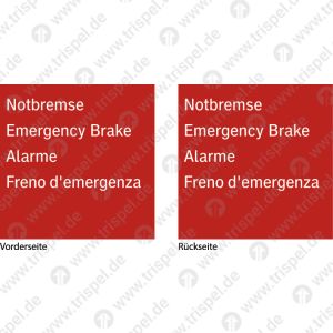 Notbremse - viersprachig ohne Pfeil, doppelseitig