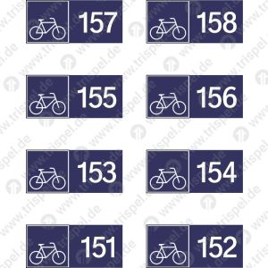 Piktogramme für Reservierungsleiste151-158 Platzziffern mit Fahrradsymbol