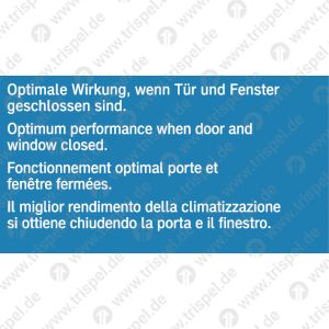 Optimale Wirkung, wenn Tür und Fenster geschlossen sind. -viersprachig-