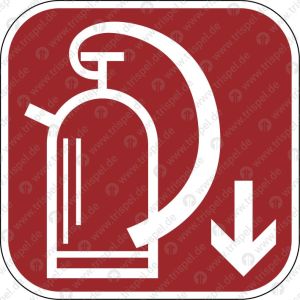 Feuerlöscher mit Pfeil, Pfeil nach unten weisend