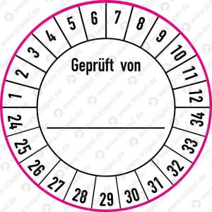 Prüfplakette “Geprüft von”Monat 1-12 / Jahr 24 - 34