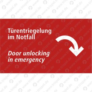 Türentriegelung im Notfall mit Pfeil - 2-sprachig deutsch, englischVBB