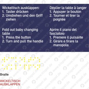 Wickeltisch ausklappen...4-sprachig: D, E, F, I