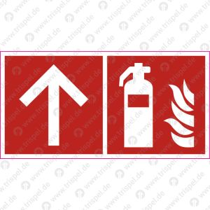 Feuerlöscher und Richtungspfeil(Symboldarstellung nach DIN EN ISO 7010:2012-10)
