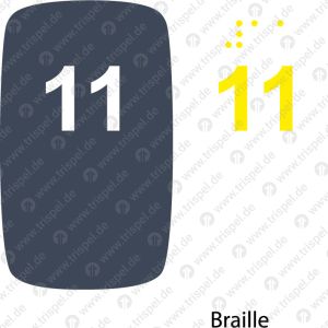 Sitzplatznummer 11Braille + Prismenschrift