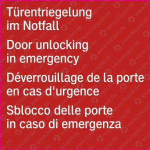 Türentriegelung im Notfall -viersprachig (D, E, F, I)