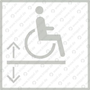 Einstiegshilfe für Rollstuhlfahrer, (Rollstuhlhebelift bzw. Hublift) Piktogramm für Informationskartusche