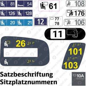 Sitzplatznummer ICE Redesign 1. Klasse, Braille + Prismenschrift für Apnz 805.3